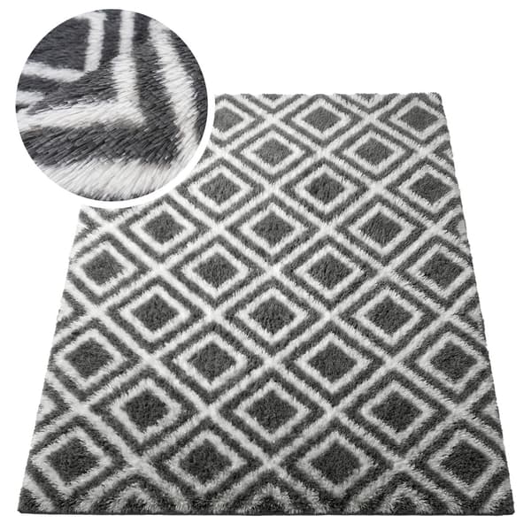 Shaggy DECOR stuetæppe, skridsikkert, blødt, luftigt, moderne, 80x150 Black Cube