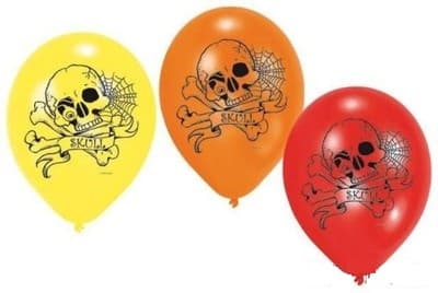 HALLOWEEN "Skelett"-ballonger, 22 cm, 6 st.