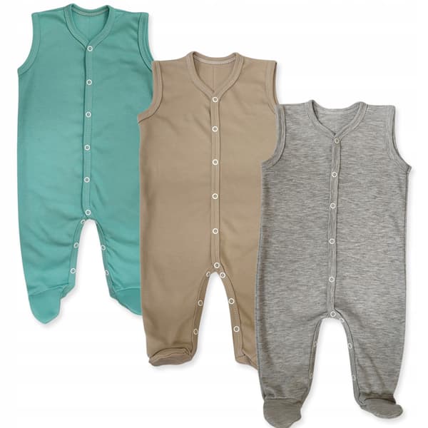 3-pack ärmlösa nattromper 92 för barn knäppt
