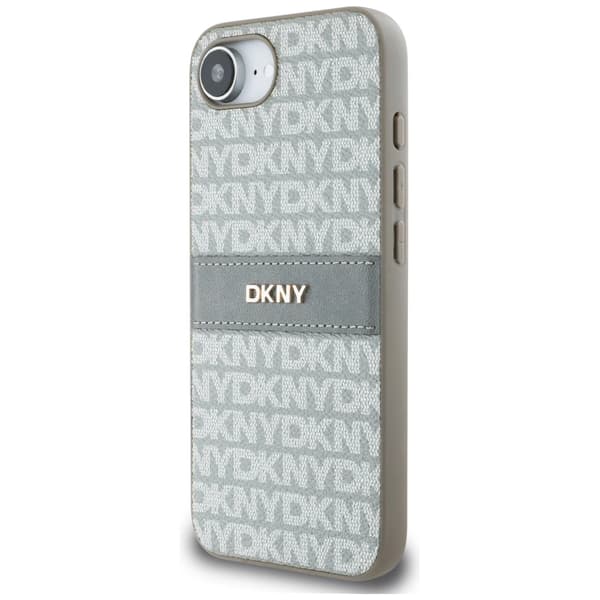 DKNY Repeat Texture Pattern ja Tonal Stripe iPhone 16e -suojakuori - Beige