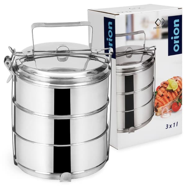 Stållunchlåda 3-nivå 3x1 liter