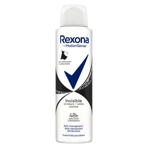 844857 Rexona Usynlig Sort og Hvid Spray