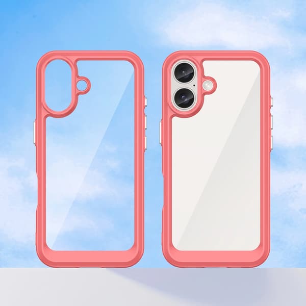 Outer Space-cover med gelramme til iPhone 16 Plus - Rød