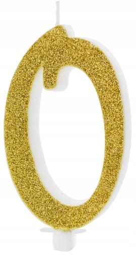 Födelsedagsljus Nummer 0, guld, 10 cm, 1 st.
