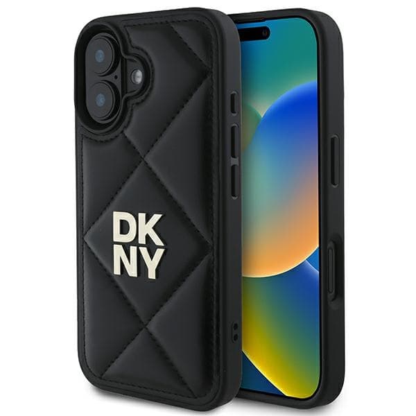 DKNY DKHCP16SPQDSLK iPhone 16 6.1 sort/sort quiltet Stack-logo