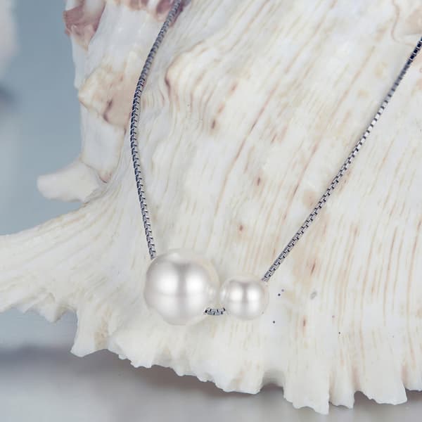 Silverhalsband med pärlor och justerbar längd, 925 silver