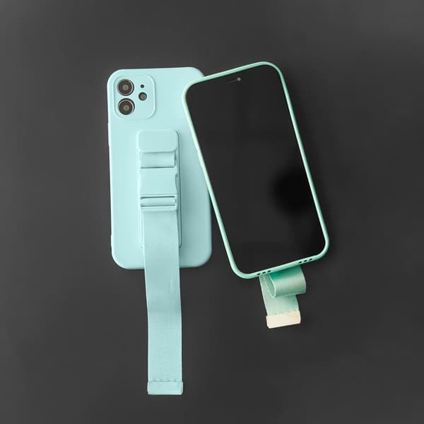 Repfodral gelfodral med snodd kedja väska snodd iPhone 13 mini ljusblå