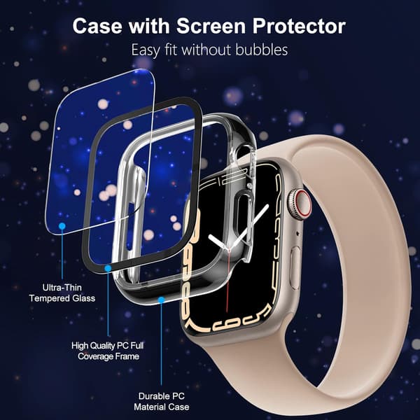 2X ETUI TIL APPLE WATCH 8/7 45MM SORT TRANSPARENT