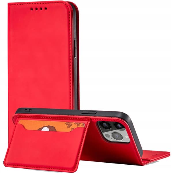 Magnet Kortcover iPhone 14 Plus Flip Pung Stativ Rød