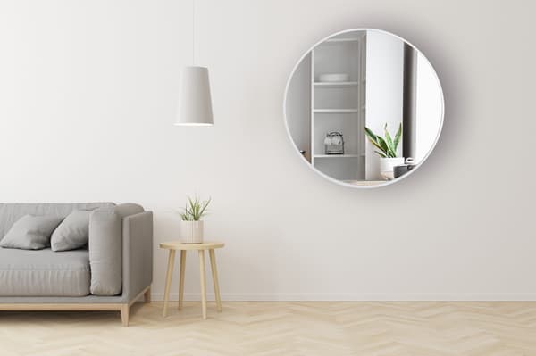 Rund spegel 80 cm, MDF-ram, vit