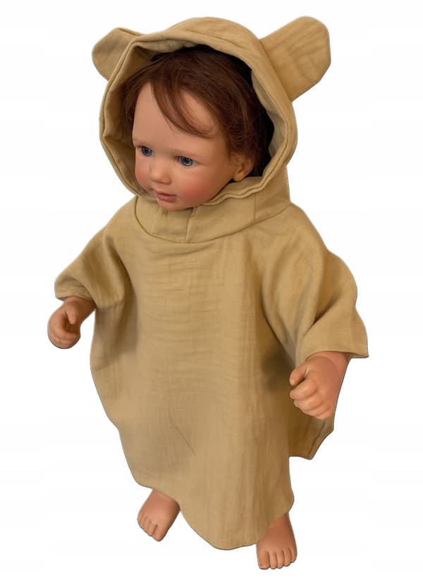 Barnens muslinkappa 110-116 poncho för strand beige