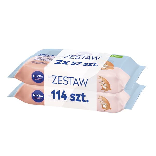 NIVEA BABY Soft & Cream vådservietter 2 x 57 stk.