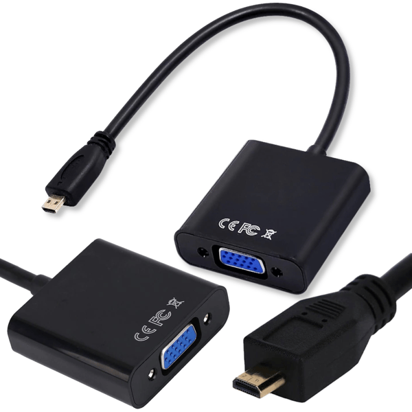Adapter micro HDMI til VGA + audio jack 3.5 mm konverter for billede og lyd