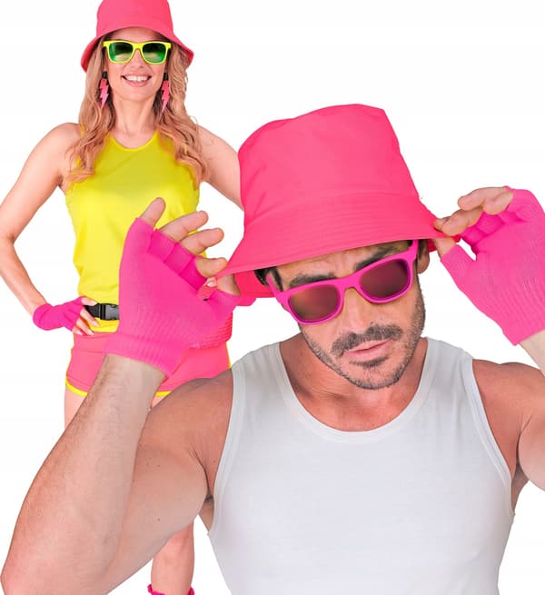 Fingerløse Handsker Korte Pink Neon Disco 80'er Karnevalsbal