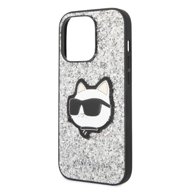 Karl Lagerfeld KLHCP14XG2CPS iPhone 14 Pro Max 6.7 silver/silver hårt skal Glitter Choupette Patch