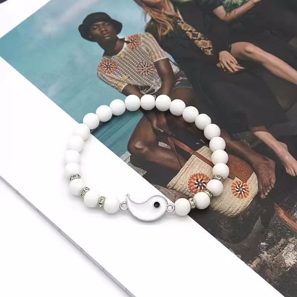 Armbandset Yin Yang vit och svart 2 st