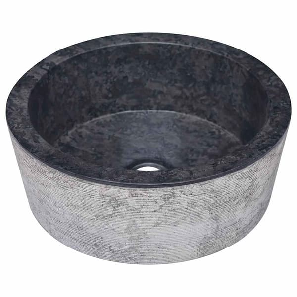 vidaXL Handfat, svart, Ø40x15 cm, marmor