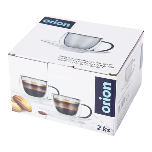 Dubbelväggiga termiska koppar med skål för espresso DOUBLE 90 ml 2 st