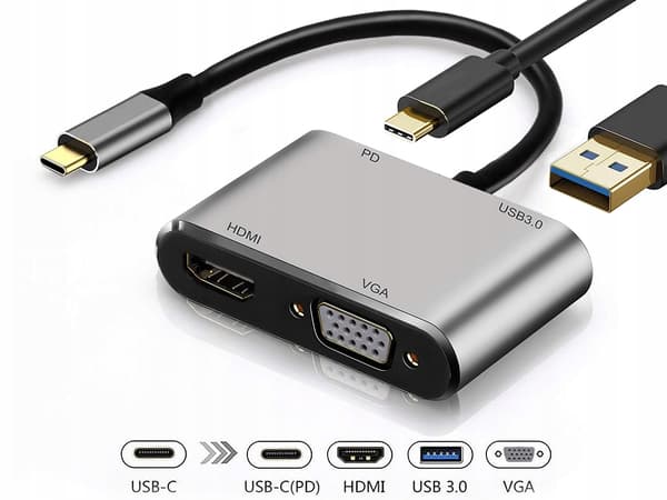 Adapteri Tyyppi C HDMI VGA USB 3.1 (300)