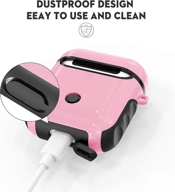 HÅRDT SILIKONEETUIS TIL AIRPODS 1/2 PINK SORT