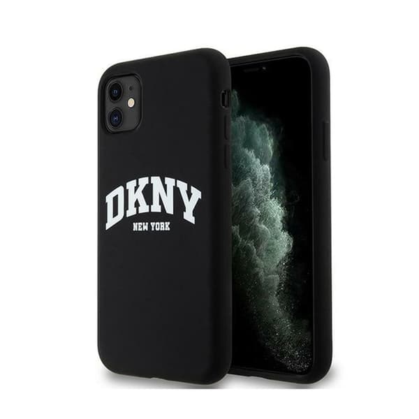 DKNY Flydende Silikone Hvid Trykt Logo MagSafe - iPhone 11 Etui (Sort)