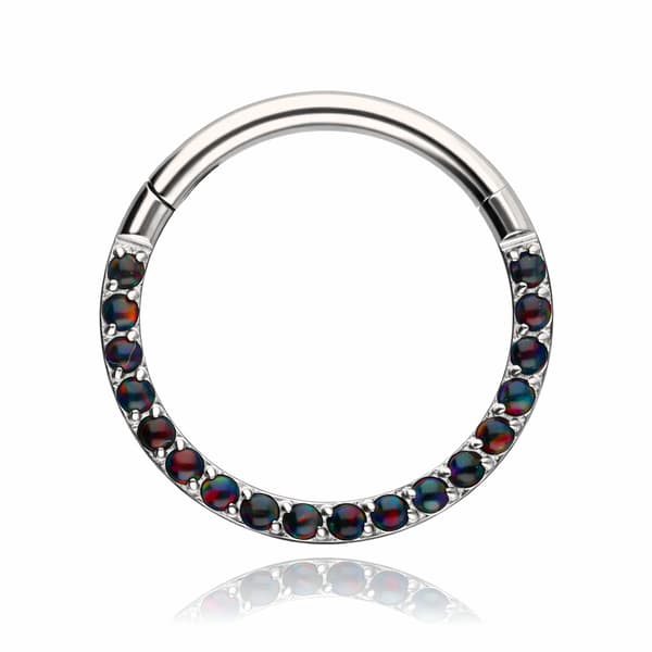 Titanklickring med svart opal - OP33 - TK-021 1.2/10