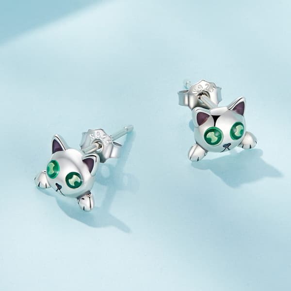 Små kattungar, silverörhängen, 925 silver