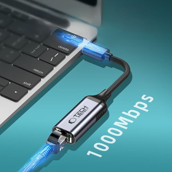 TECH-PROTECT ULTRABOOST ADAPTER USB 3.0 TIL ETHERNET RJ45 1000MBPS SORT