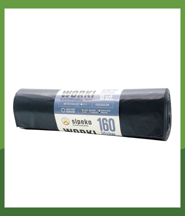 Jätepussit 160l musta LDPE, 10 kpl