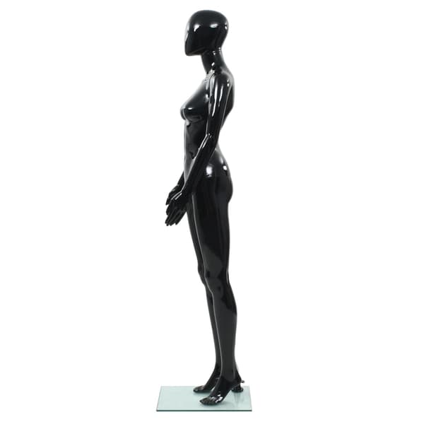 vidaXL Damemannequin med glasbase blank sort 175 cm
