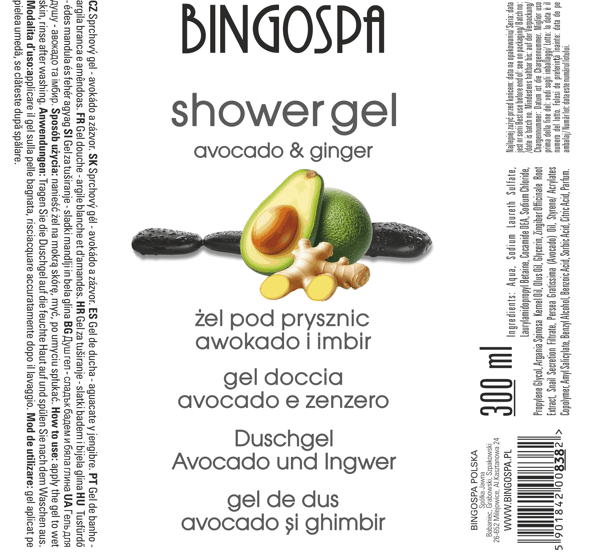 BINGOSPA Avocado og Ingefær Shower Gel