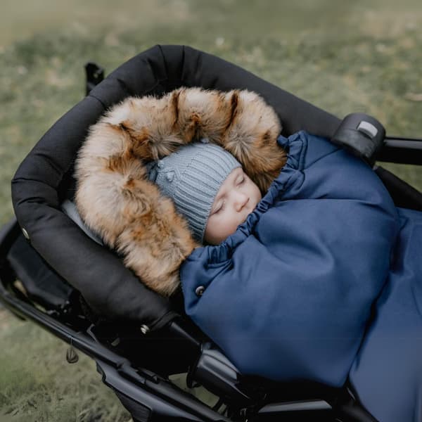 Set med sovsäck för barnvagn, sittdel, pulka, vinter, marinblå väska + överdrag