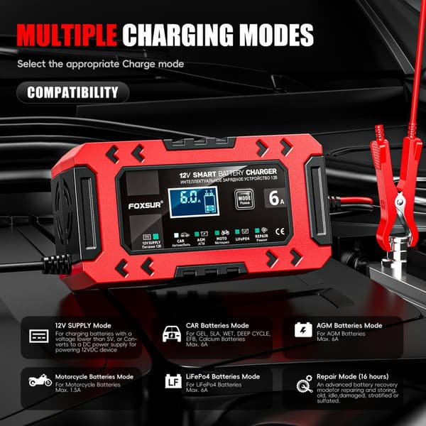 EM-LIKRIKTARE FOXSUR 12V 6A LCD