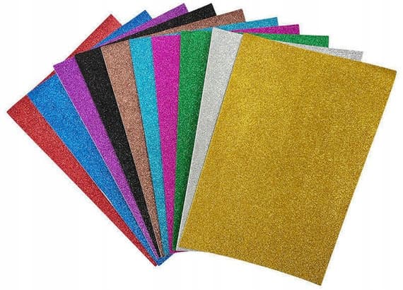 Selvklæbende glitterskumskummark A4 blandede farver 10 stk.