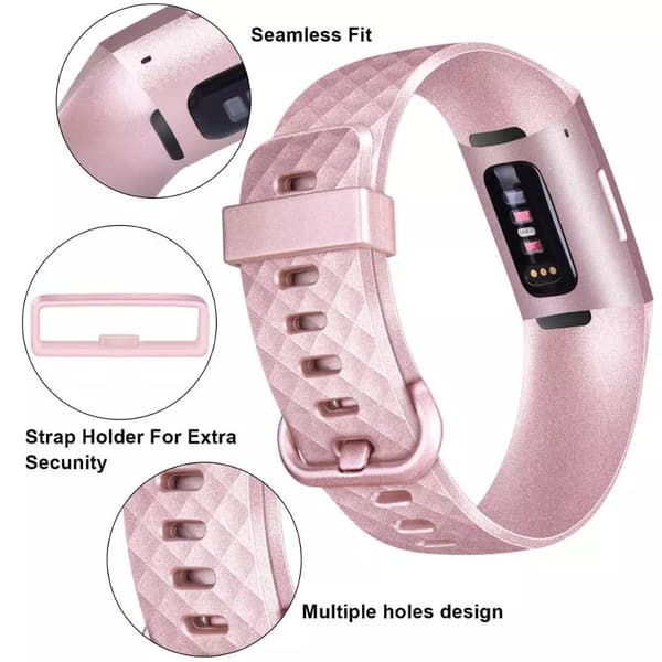 2x Urrem til Fitbit Charge 3/Charge 4 Pink Sort Silikone Sæt