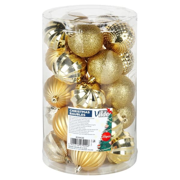 Julbollar ej krossbar guld 6 cm 25 st