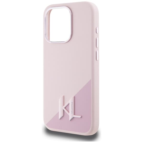 Karl Lagerfeld Silikone Shadow Metal Initial MagSafe-etui til iPhone 15 Pro Max - Lyserødt