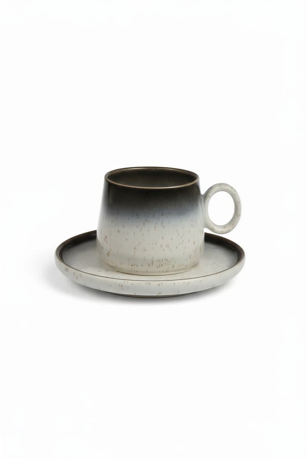 KERAMISK KOPP 120 ML ELEGANT DESIGN MED KAFFETALLRIK