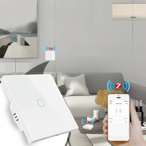ZigBee TUYA Touch-afbryder 2-kreds sort # L+N
