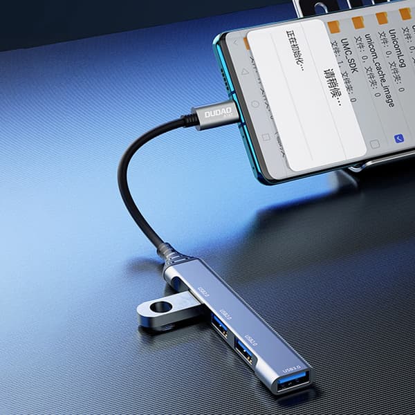 Dudao HUB 4i1 USB-C - 4x USB-A (3 x USB2.0 / USB3.0) 6,3 cm sort (A16T)