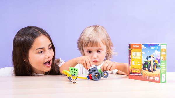Marioinex WAFFLE mini FARMER-klodser - Traktor med sprøjte, 50 stk.