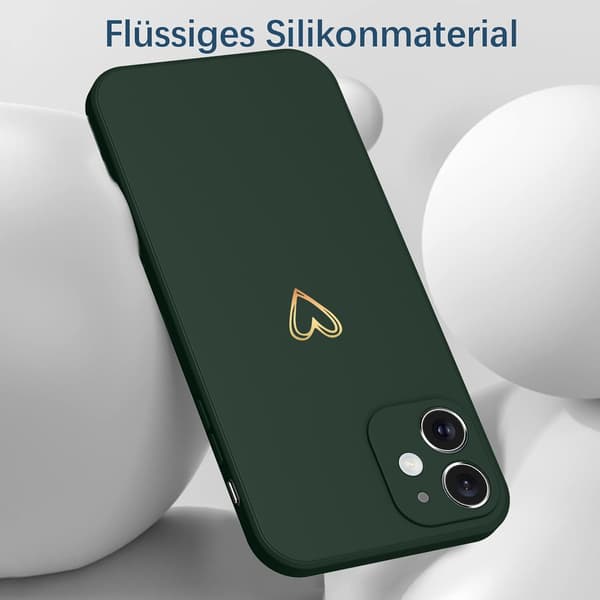 ETUI TIL APPLE IPHONE 12 BAGCODE FLASKEGRØN GYLDEN HJERTE
