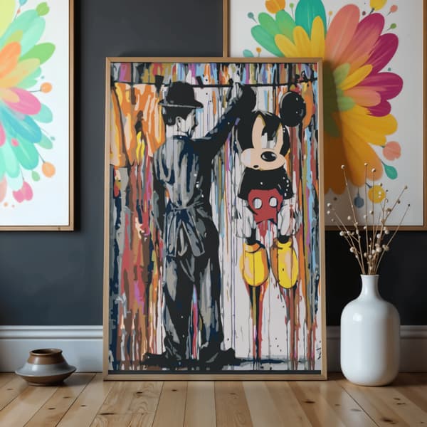 Måla efter nummer-bild med ram Musse Pigg 50x70 cm