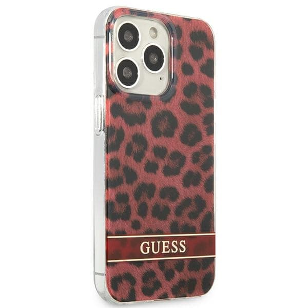Guess GUHCP13LHSLEOR iPhone 13 Pro / 13 6.1 rød/rød hårdt etui Leopard