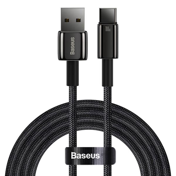 Baseus Tungsten Gold USB-C-kaapeli, 100W, 1m (musta)