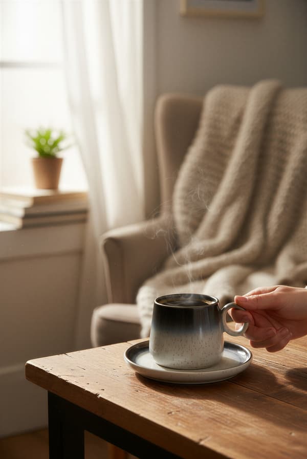 KOP MED UNDERKOP 250 ML TIL KAFFE TE KERAMIK LUNA LINE