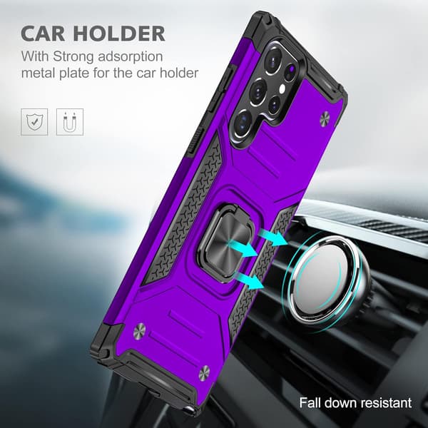 COVER TIL SAMSUNG GALAXY S22 ULTRA LILLA MED SOLID BAGSIDER + RING