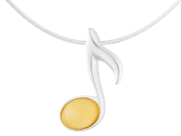 Kort silverhalsband Note med mjölkig bärnsten Note åtta choker 38