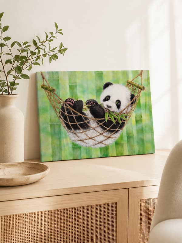 Målning med siffror med ram söt panda 50x40 cm
