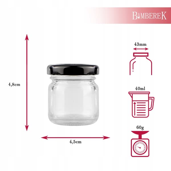 5x glaskrukker 40ml til Thanksgiving, bryllup, nadver, dåb, gave
